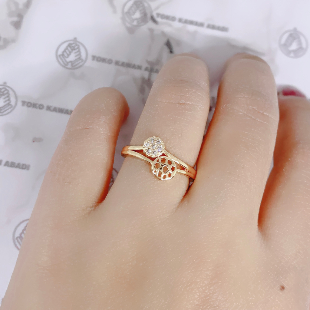 Cincin Xuping Gold Fashion Wanita Motif Permata Baris Tipis Perhiasan Wanita 55