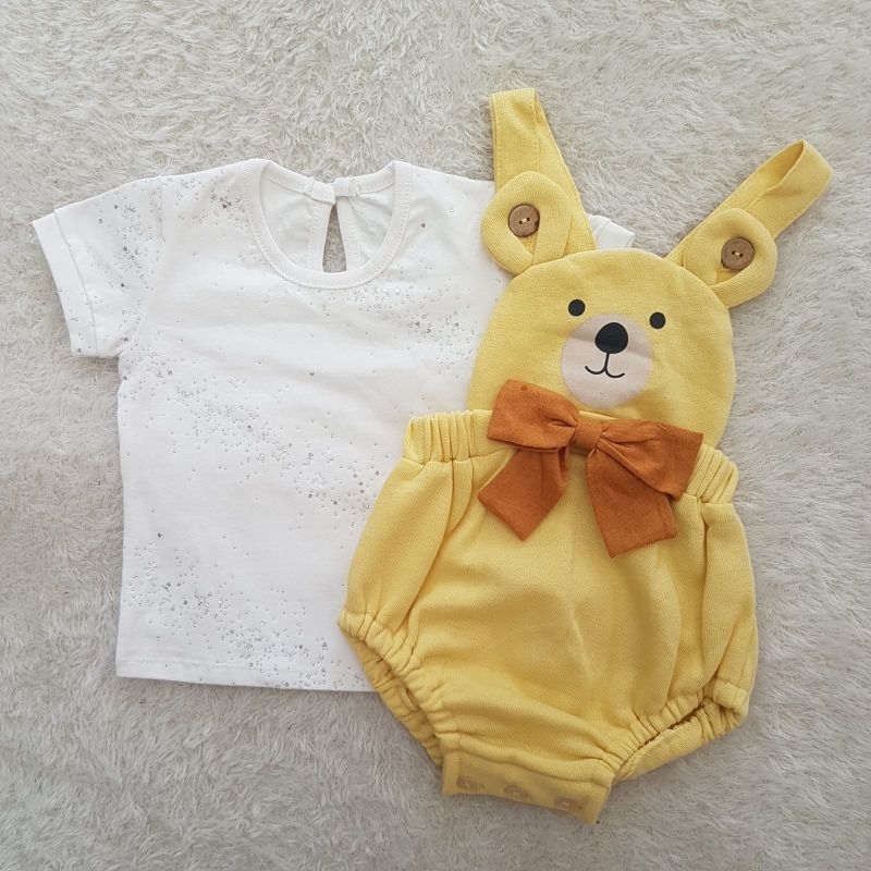 Baju Bayi Happy Bear Overall set