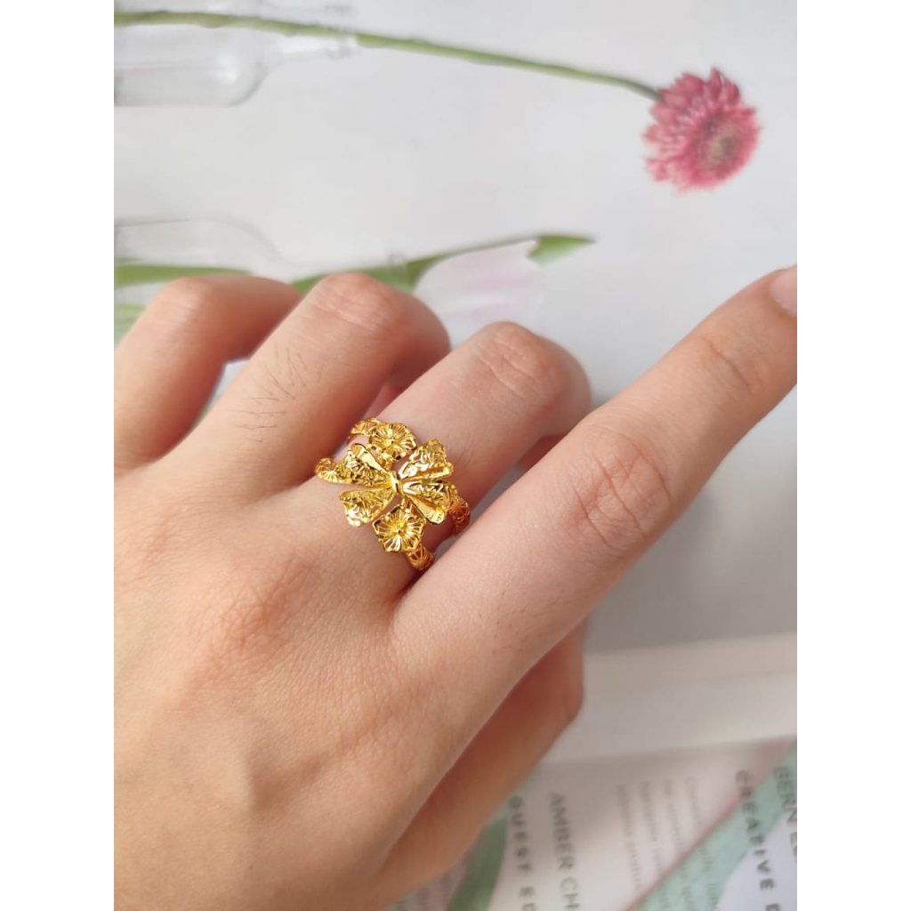 Cincin kendari bunga krawang bunga fushion emas asli 70