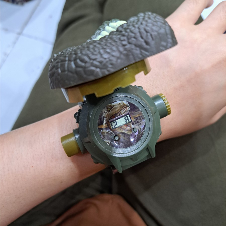 JAM TANGAN LASER KEPALA BESAR 24 GAMBAR PROYEKTOR KARAKTER DINOSAURUS