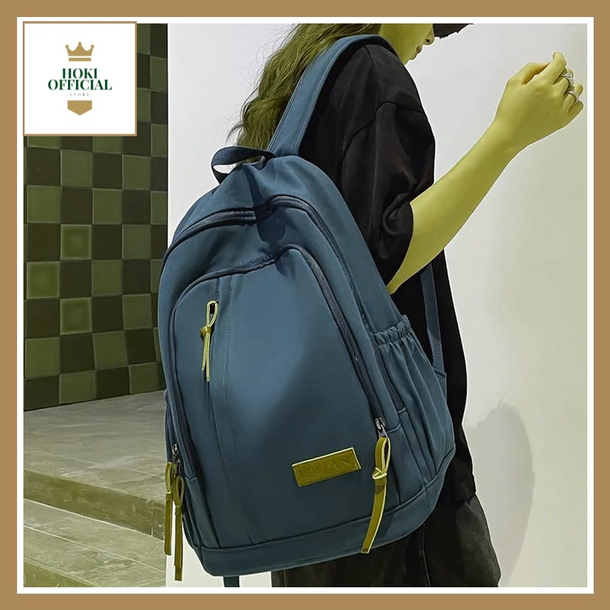 [COD] Ransel Wanita Pria Bahan Canvas Tas Sekolah Kapasitas besar Trendy Korean Style Ada Slot Laptop HokiOfficial