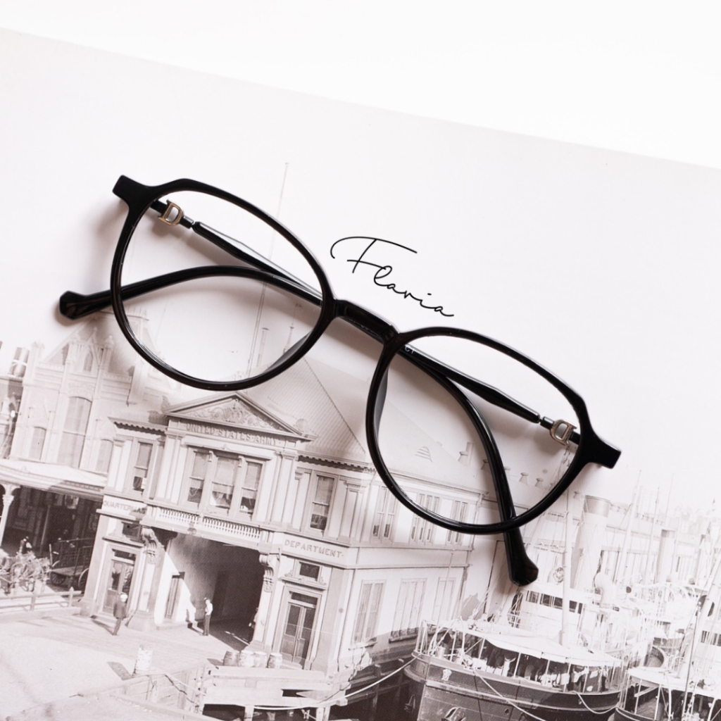 Flavia Eyewear - Kacamata Jesse Round Acetat (custom minus, photochromic, blueray, bluechromic dan photobrown)