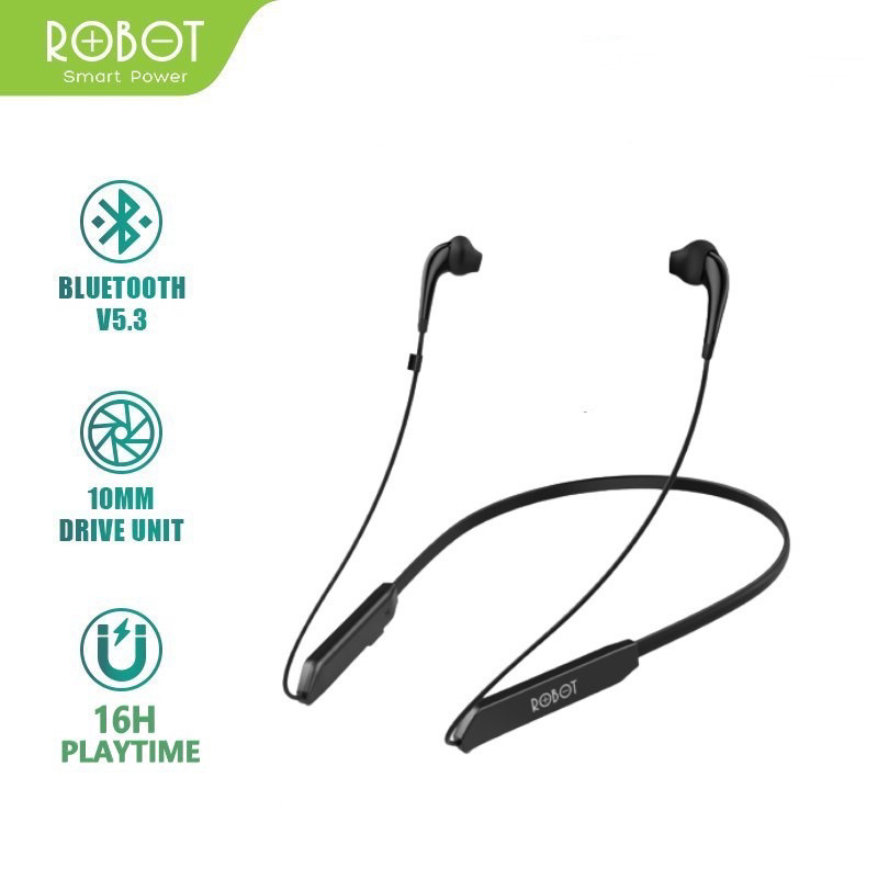 ROBOT Spirit N30 Headset Bluetooth Wireless Neckband Earphone Earbuds Original - Garansi 1 Tahun