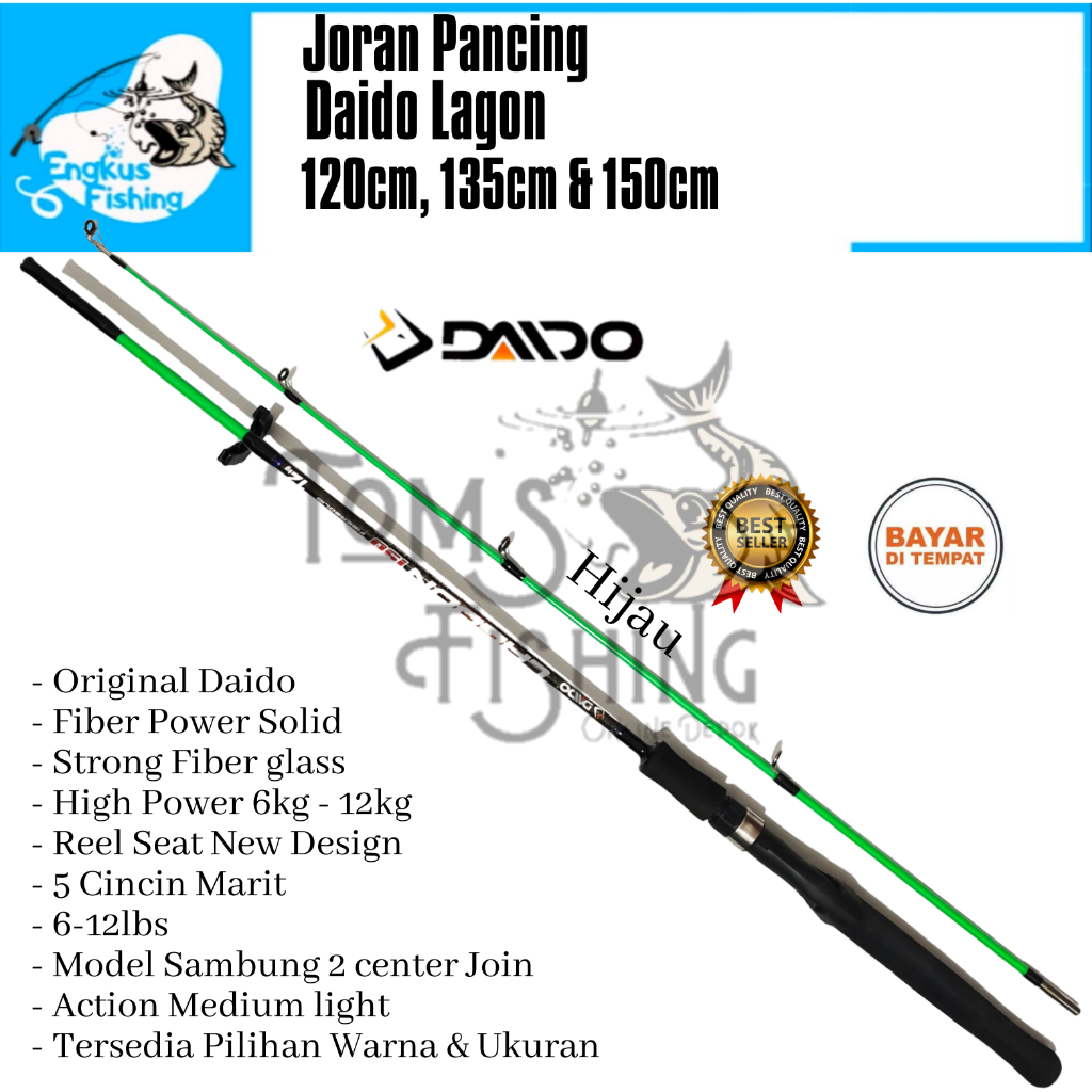 Joran Pancing Daido Lagon 120cm - 150cm (6-12lbs) Fiber Solid High 12kg Murah - Engkus Fishing