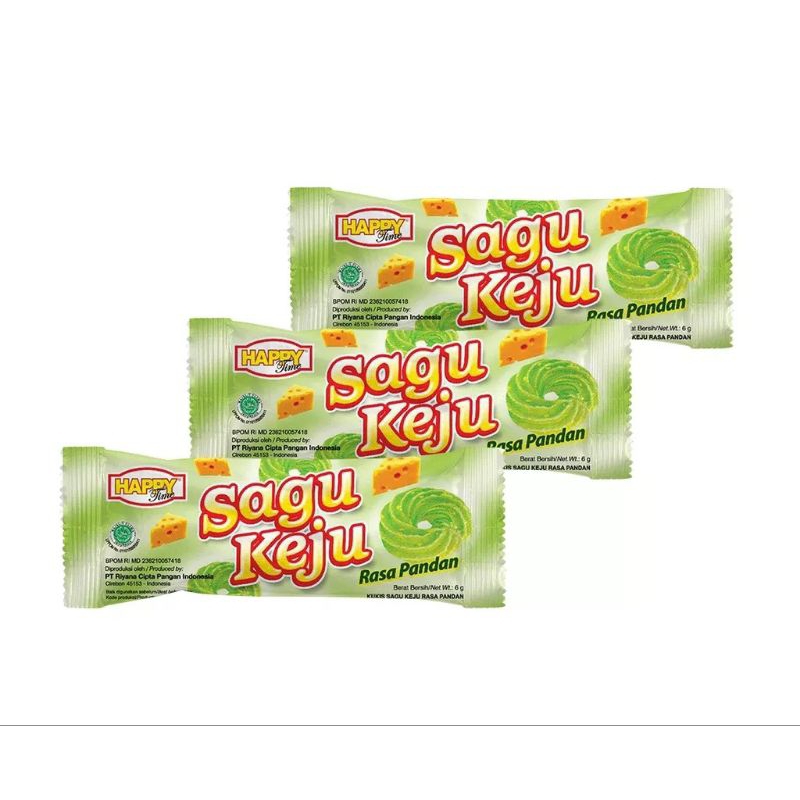 

Sagu Keju Pandan Happy Time 1 pack isi 20 pcs
