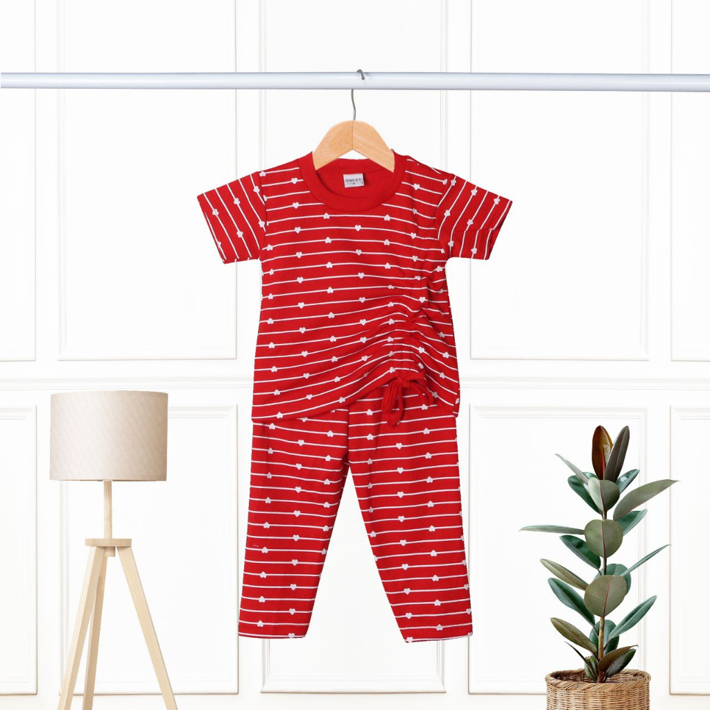 Owlet - setelan anak perempuan / setelan salur / baju anak perempuan / setelan tali serut