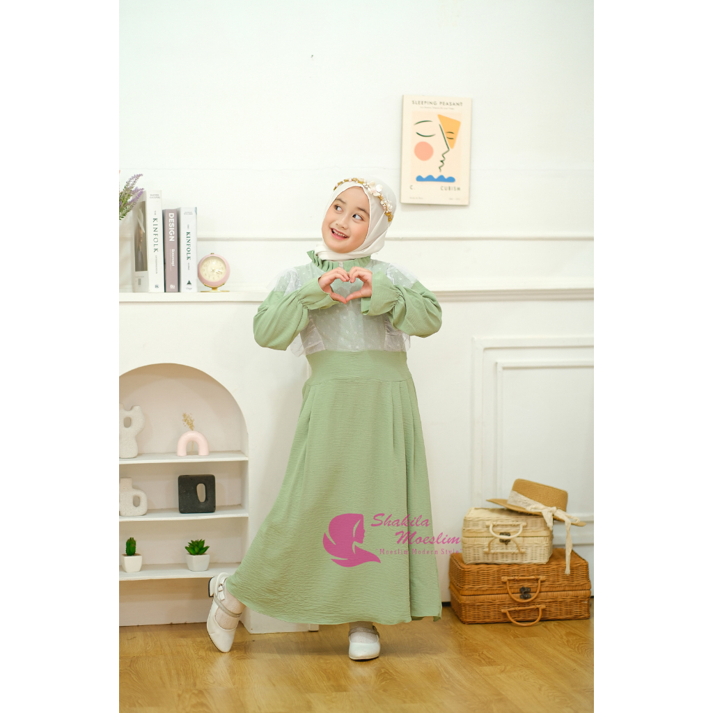 Gamis Anak Usia 2 - 11 Tahun Gamis Anak Perempuan Usia Tanggung Wanita Bahan Crinkle Mix Tiledot Baju Muslim Anak Terbaru 2023 Gamis Warna Green sage Dusty Blue Ootd Anak Kondangan Kekinian Gamis Anak Mewah Dan Elagan Gamis Anak Terbaru 2023