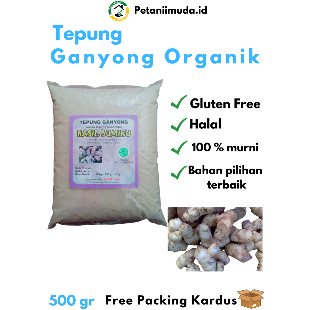 

Tepung Ganyong Organik kemasan 500 GRAM/Tepung Umbi Ganyong kemasan 500 GRAM/Tepung Ganyong Gluten Free Organik