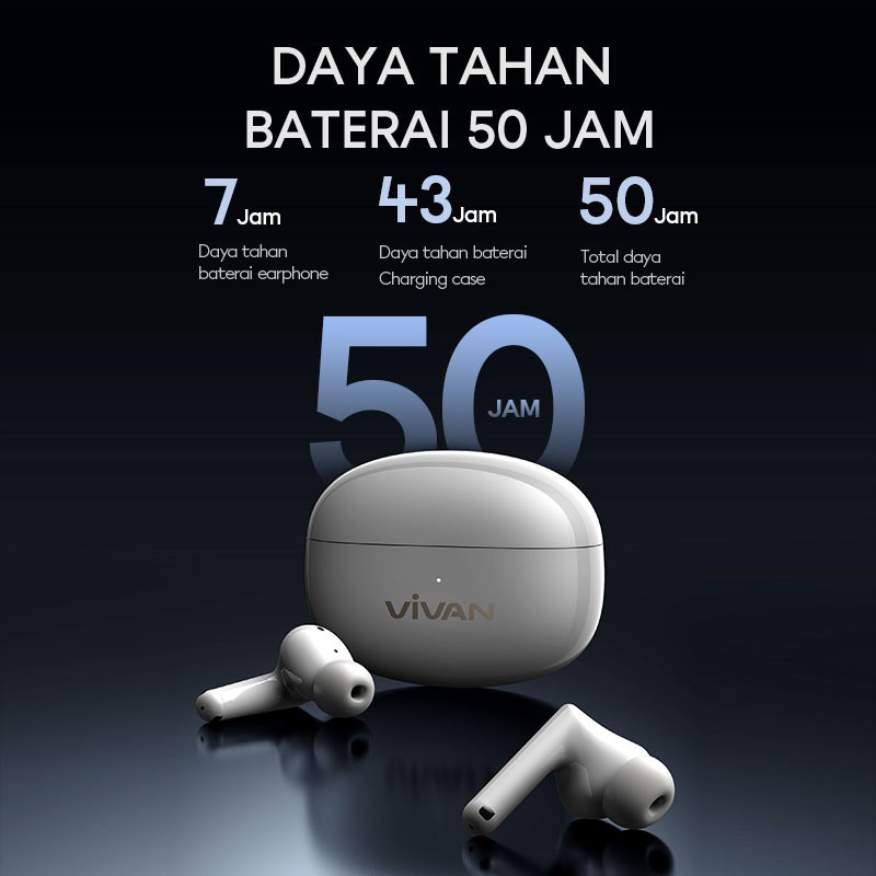 VIVAN TWS T220 Plus True Wireless Bluetooth Earphone Earbuds - Garansi Resmi 1 Tahun