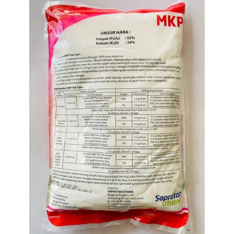 Pupuk Mkp Pak Tani Original ISI 1KG