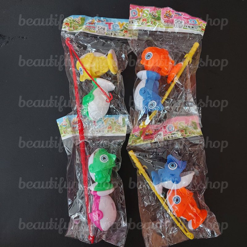 Mainan pancing ikan kemasan plastik satuan | mainan memancing ikan | mainan pancing ikan mini | souv