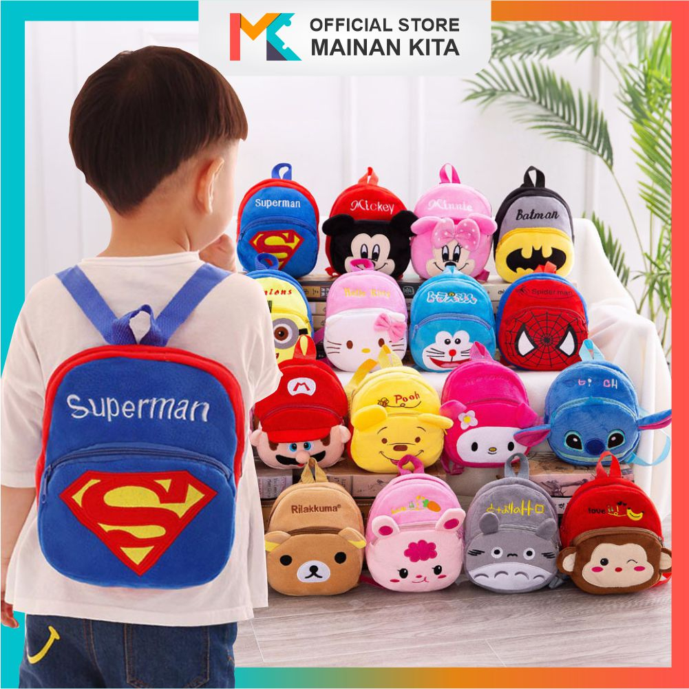[MK501] Ransel Anak Tas ransel anak karakter kartun lucu, tas sekolah PAUD TK, bahan beludru lembut,
