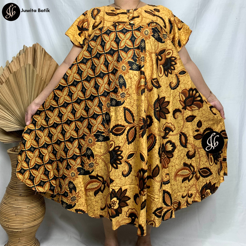 Juwita Batik - Daster Payung Jumbo LD 130 XXXL Klok Motif Batik Mahkota Kencana