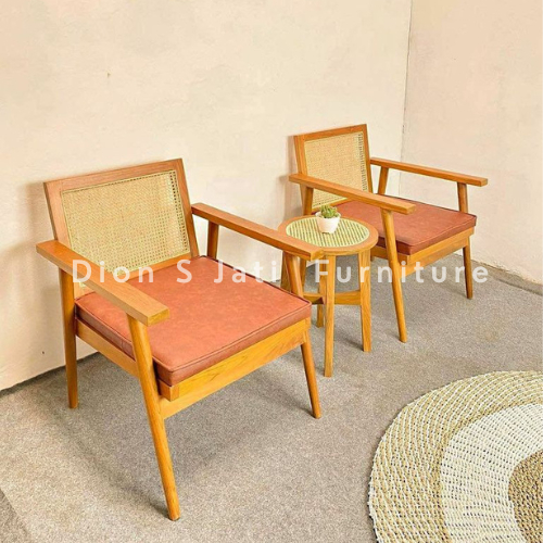 kursi teras minimalis rotan set meja kursi teras kayu rotan