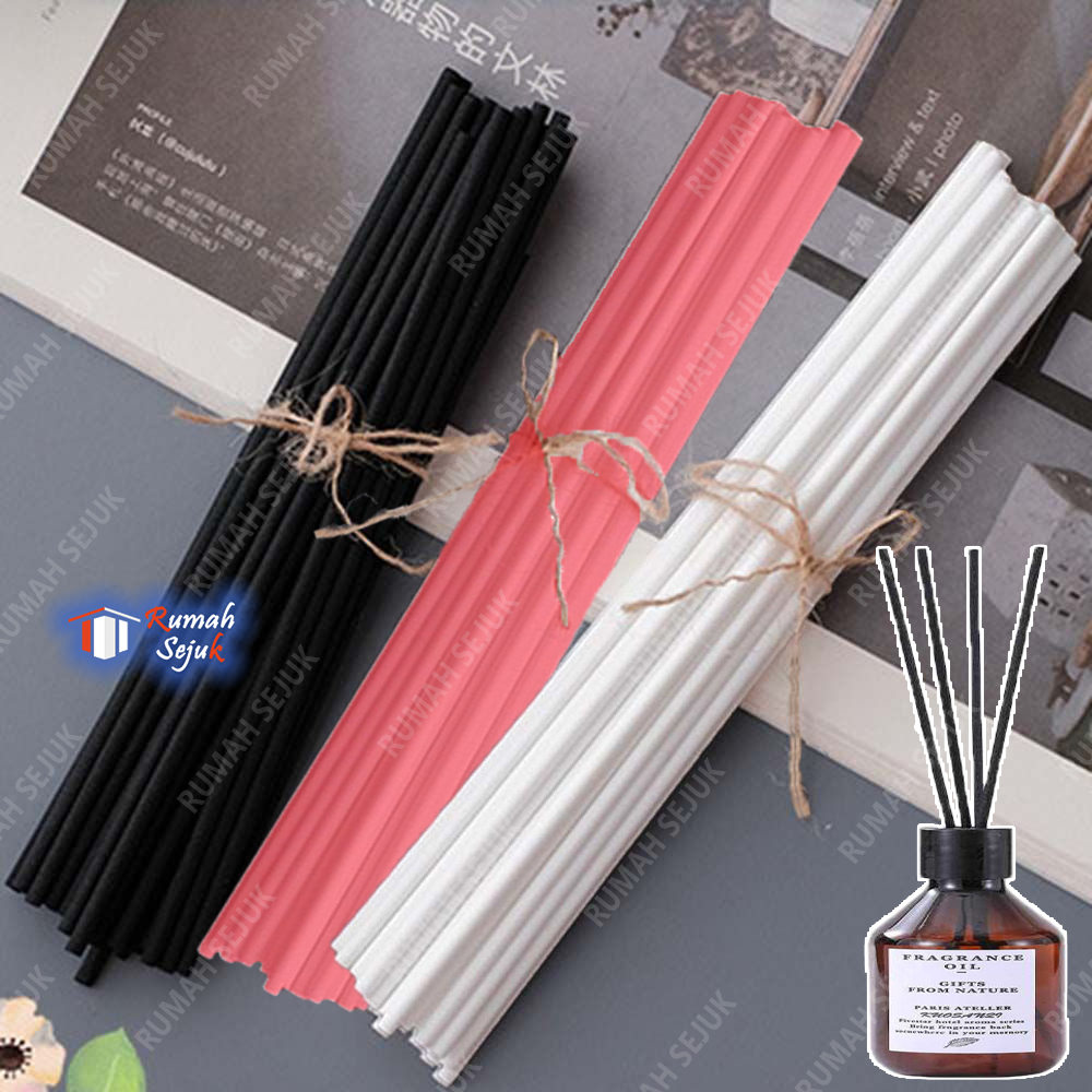 Stick Reed Diffuser Varian Warna Hitam Putih Hijau Pink Fiber Stik Bukan Rotan Disfuser