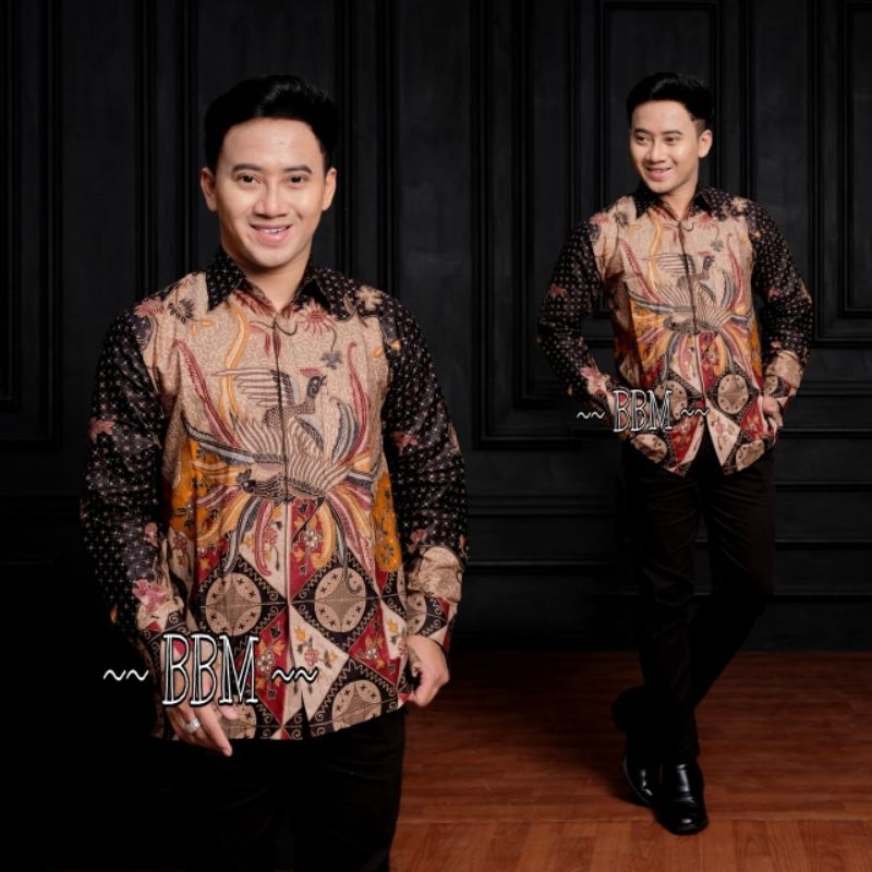 kemeja pria batik kemeja panjang pria azmil size M L XL XXL