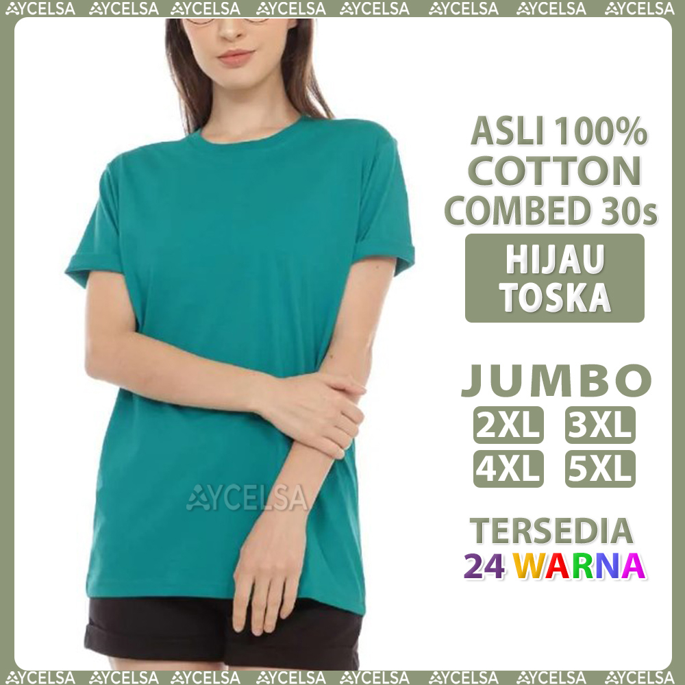Kaos Polos Jumbo Wanita Pria Lengan Pendek Hijau Toska / Atasan Kaos Jumbo Hijau Tosca