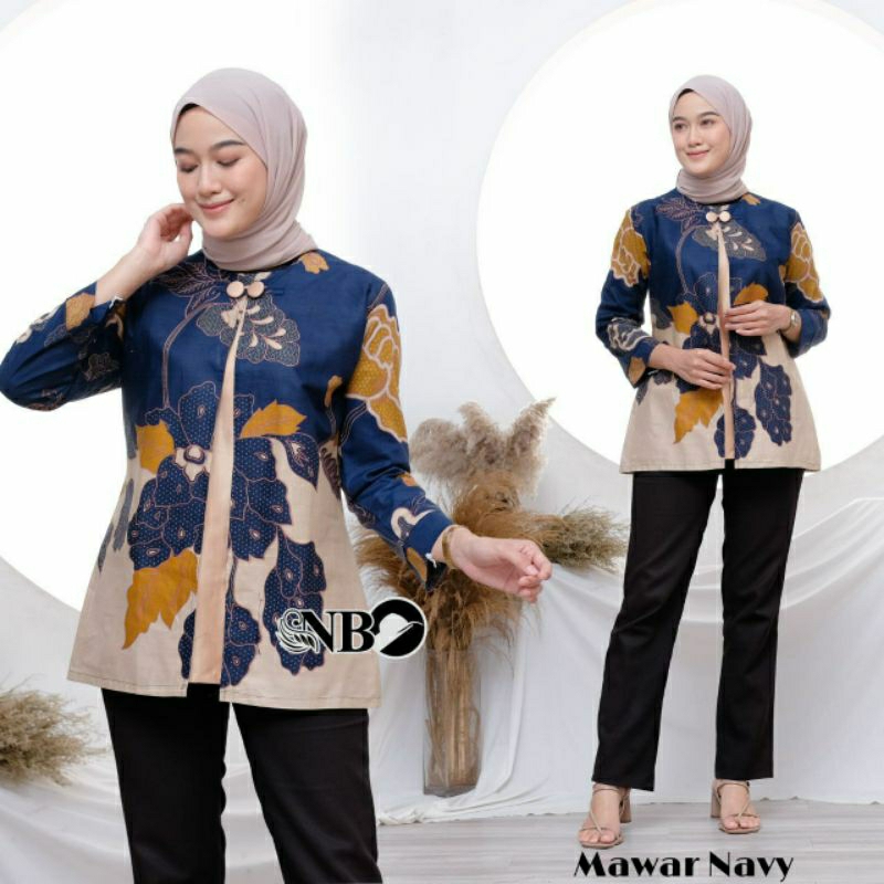 Blouse Batik Atasan Batik Wanita Cendrawasih Abu Hitam Merak Terlaris Terhits