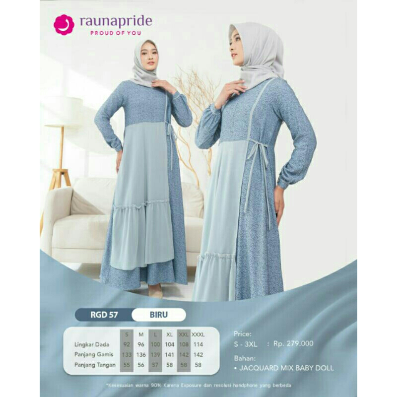 BAJU GAMIS RGD 57 BIRU BY RAUNA / COUPLE 57 BIRU