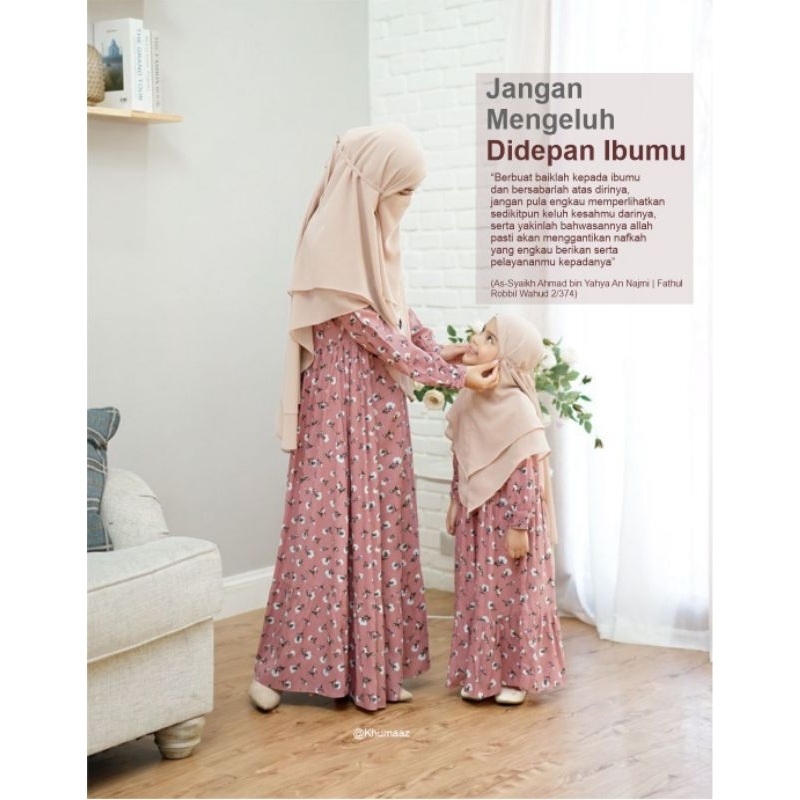 Zahra Dress Mom n n kids Khumaaz Azda | gamis motif Zahra couple ibu anak