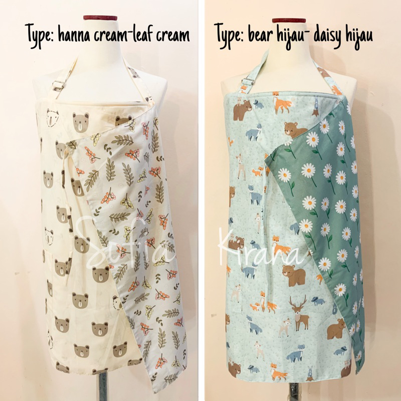 2in1 Apron Menyusui 2lapis motif bolak balik sofia kirana + ukuran 68x90cm + nursing apron + penutup stroller