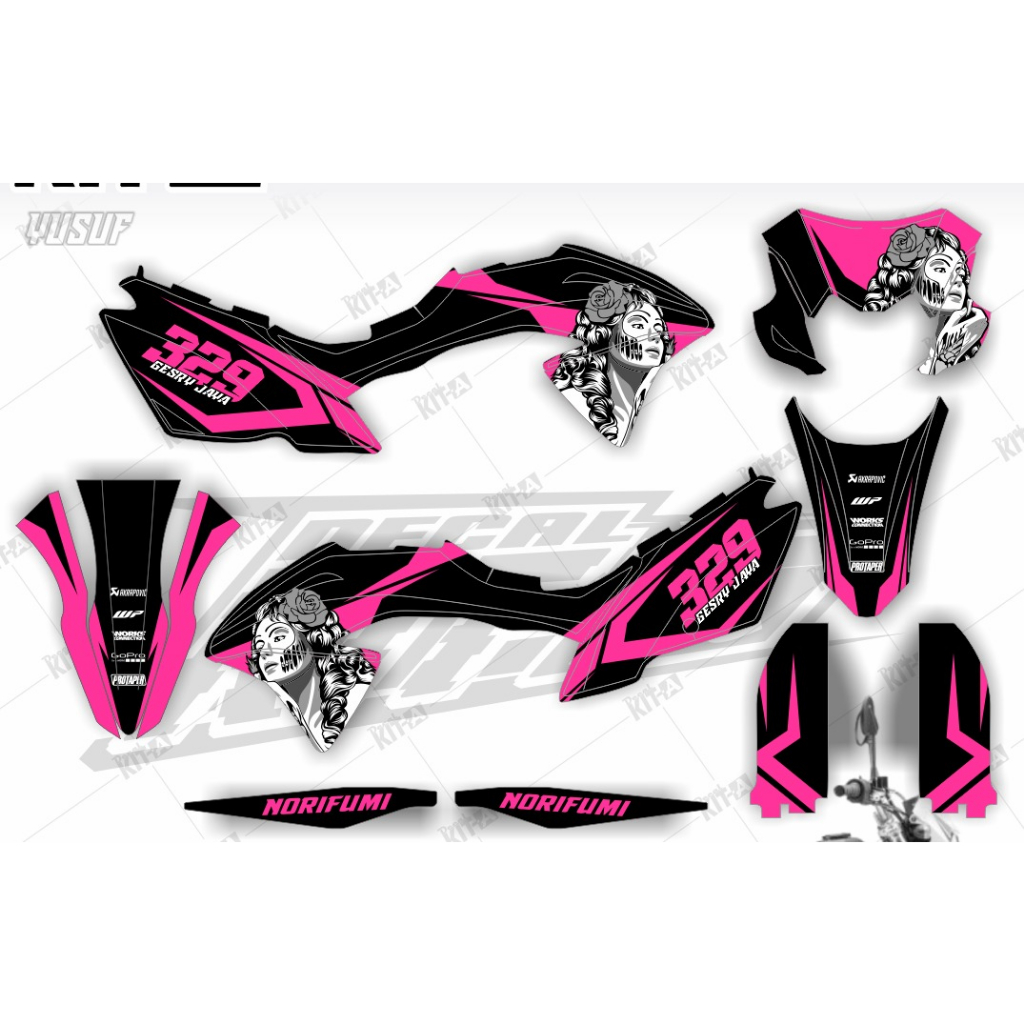 DECAL KLX BF Decal klx 150 bf se extreme Decal klx150 g pink hitam putih