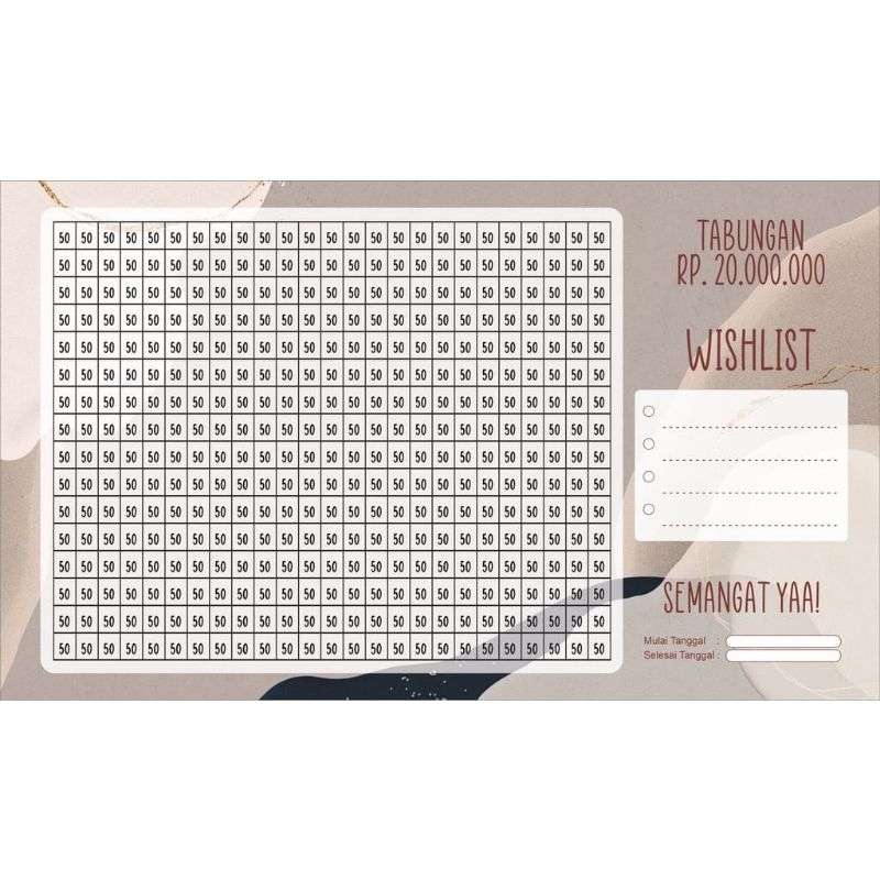 CELENGAN TABUNGAN JUMBO BUKA TUTUP 50RIBU TARGET 20JUTA