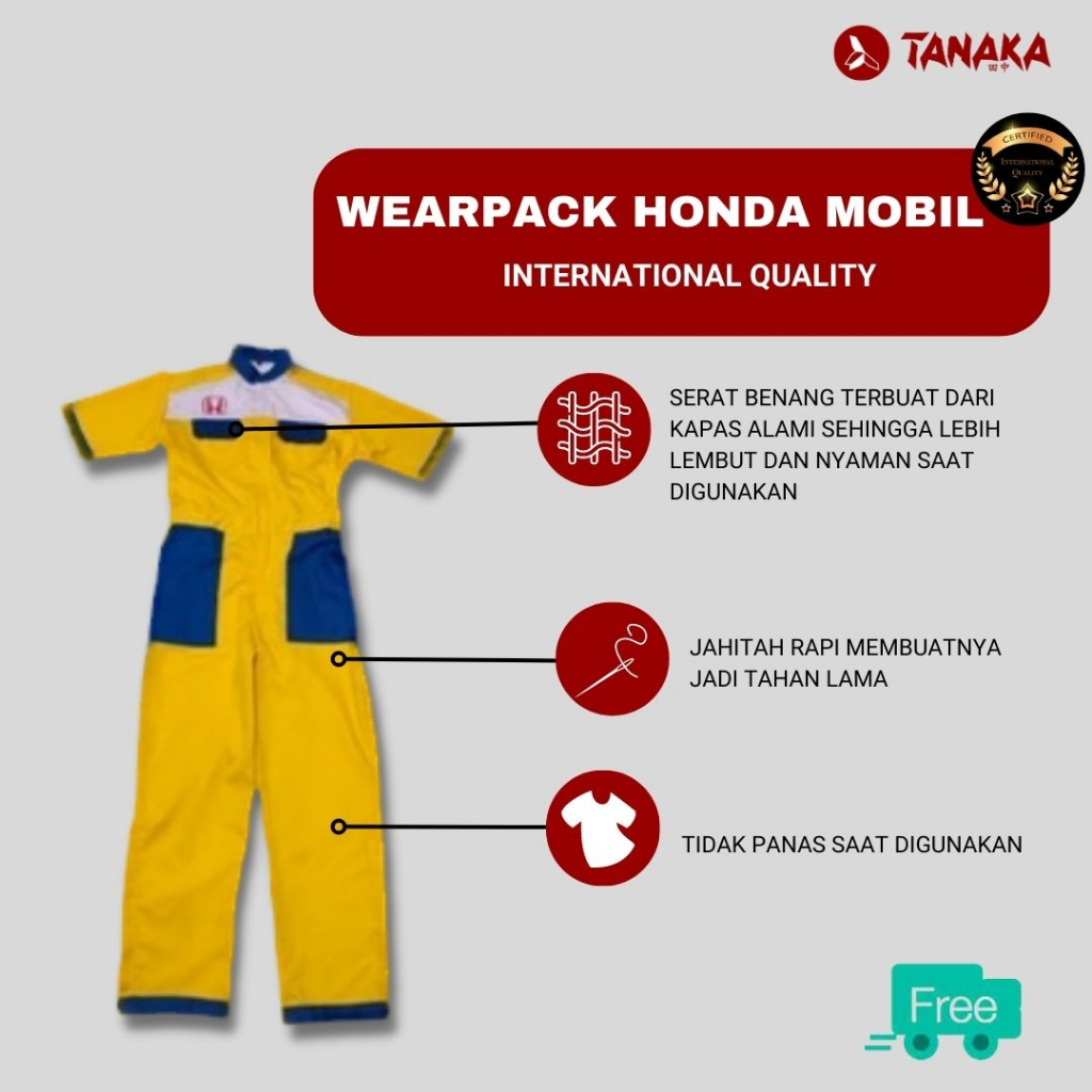 Wearpack Mekanik Honda Mobil / Seragam Mekanik Mobil / Honda Mobil / Wearpack honda Mobil