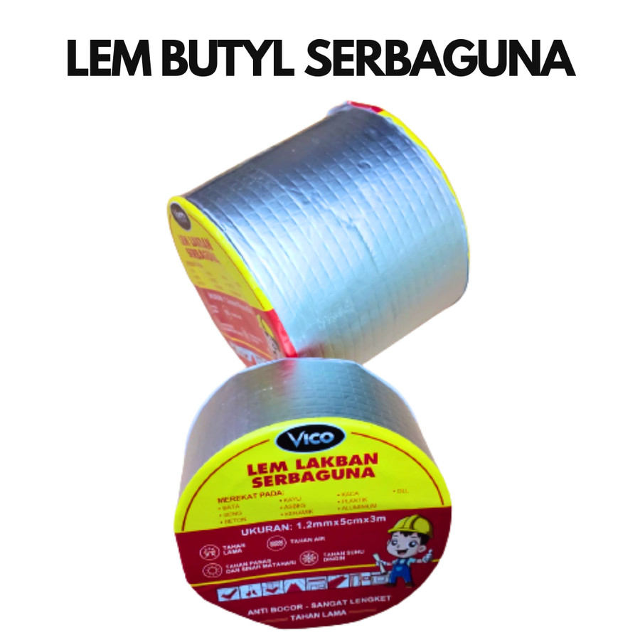 LEM LAKBAN SERBAGUNA 1.2MM X 5CM X 3M / LAKBAN ALUMINIUM AWET DAN TAHAN BOCOR/PEREKAT LEM EMBER BAK MANDI PARALON DINDING TALANG BERKUALITAS/ISOLASI TAPE