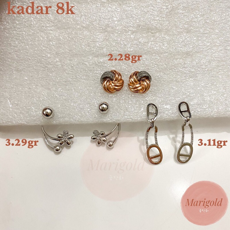Anting emas putih fashion 375