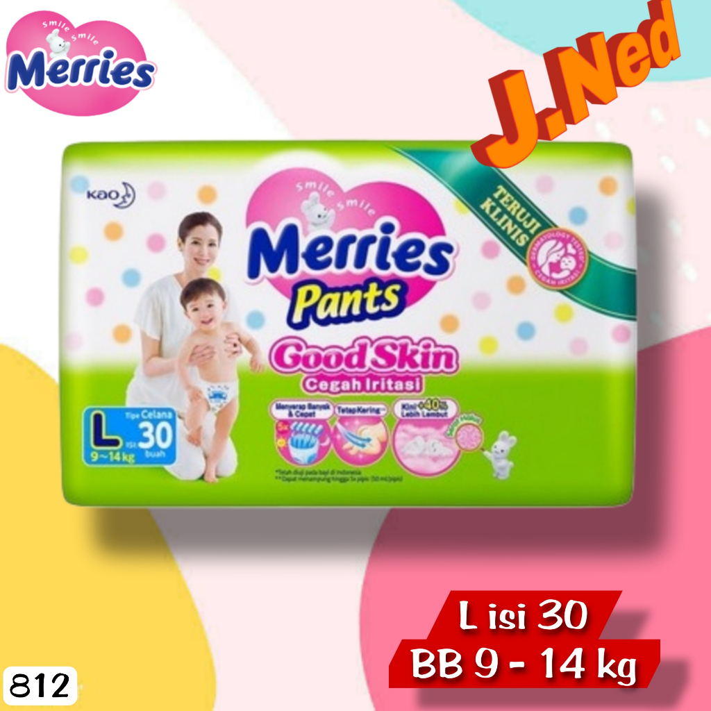 J812B (L30 PCS HARGA 2 BALL ) POPOK BAYI MERRIES PANTS GOOD SKIN (Type Celana )