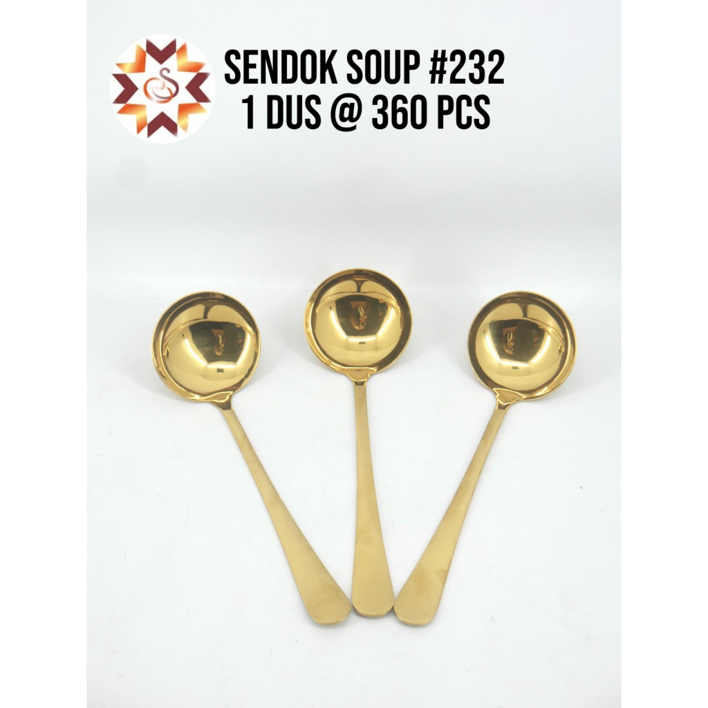 Sendok Sup Gold/ Sendok Kuah Gold/ Irus Stainless Tebal/ Centong Kuah Gold