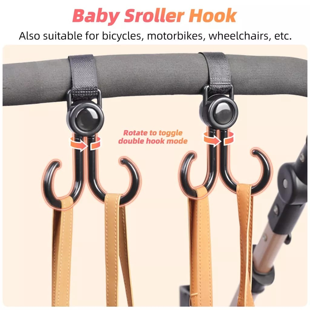 Kait Stroller Bayi Multifungsi / Stroller Hook Adjustable / Tali Kait Gantungan Sepeda Serbaguna / Purpose Pram Hook Aksesoris Stroller  Belanja / Prop Gantungan Tas Bayi Shopping / Pram Hook