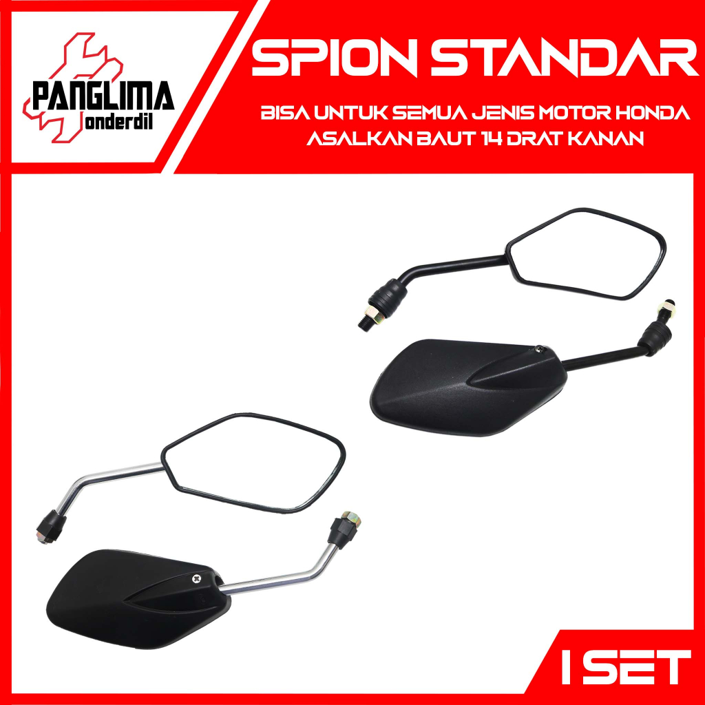 Spion Standar Model Shogun SP Untuk Motor Honda Drat Kanan Karisma &amp; Supra &amp; Beat &amp; Vario &amp; Scoopy &amp; Grand &amp; Tiger Sepion-Kaca-Mirror-Cermin Standart