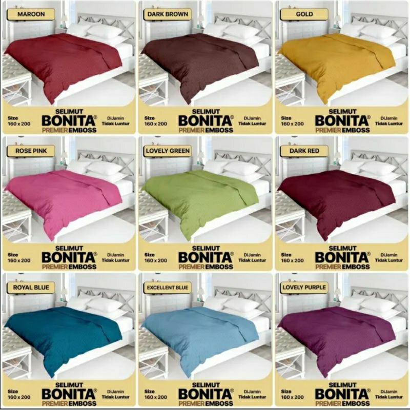 Selimut bonita polos embos/selimut bonita premier polos embos