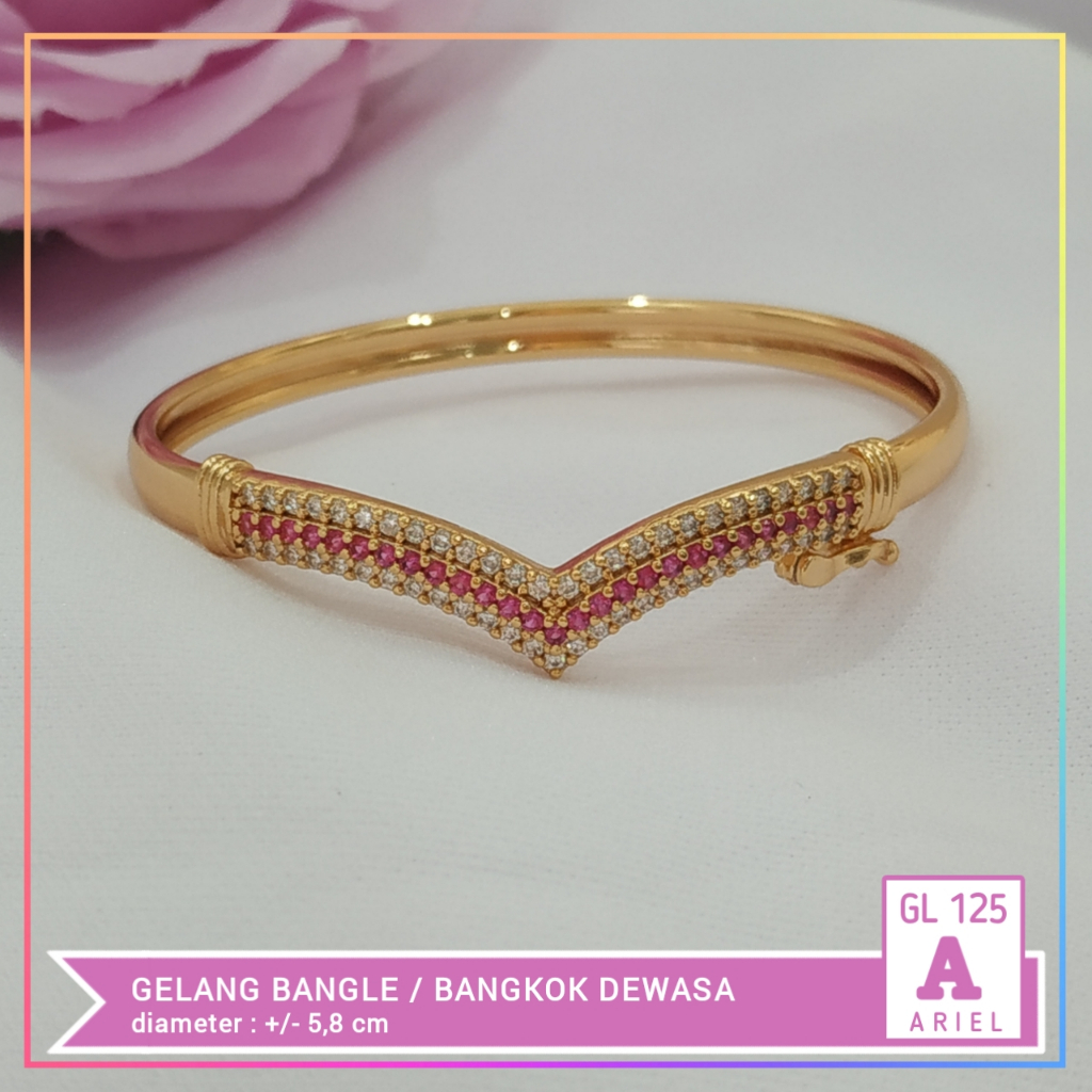 Gelang xuping gelang dewasa bangkok fuji pink perhiasan wanita murah lapis emas gold GL 125