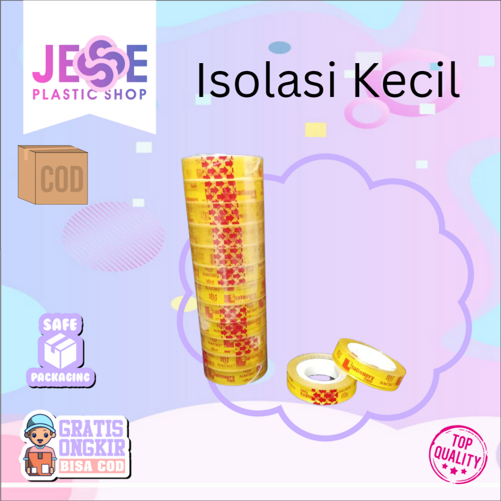 

Isolasi Selotip Nachi Tape Lakban Kecil Bening 1/2 inch 12mm x 25y 25 yard