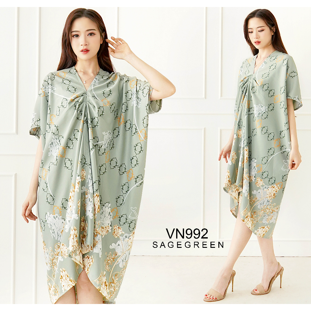 VN992 - DRESS BATIK KAFTAN BATIK KANTOR WANITA KAFTAN MURAH LEBARAN HARI RAYA