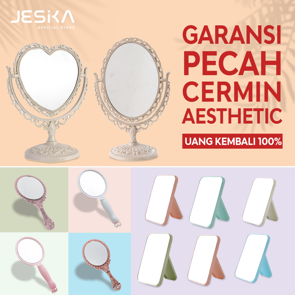 Cermin tangan gagang antik vintage love ukir jadul rias hias aesthetic astetik unik kecil mini plastik cantik wanita