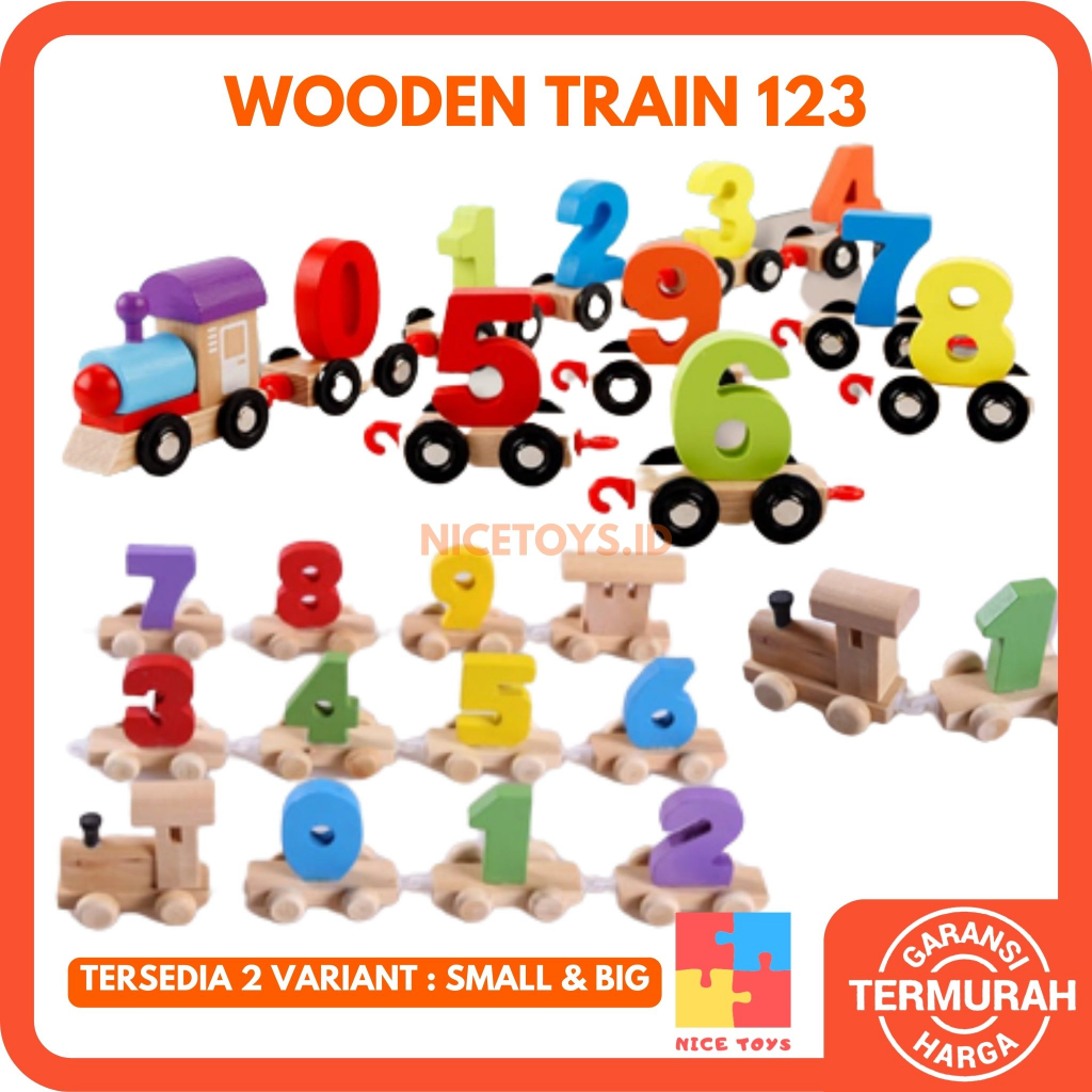 Wooden Train 123 Puzzle Angka Mainan Kereta Kayu Mainan Balita Wooden Toys Mainan Kayu kereta Anak Puzzle Kayu Puzzle Anak 246-12