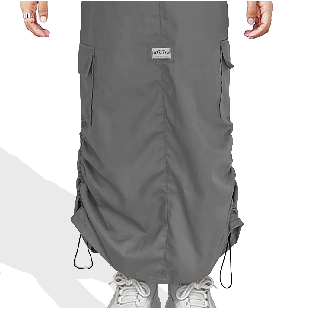 Dritto Cargo Skirt - Rok Cargo Wanita - Abu