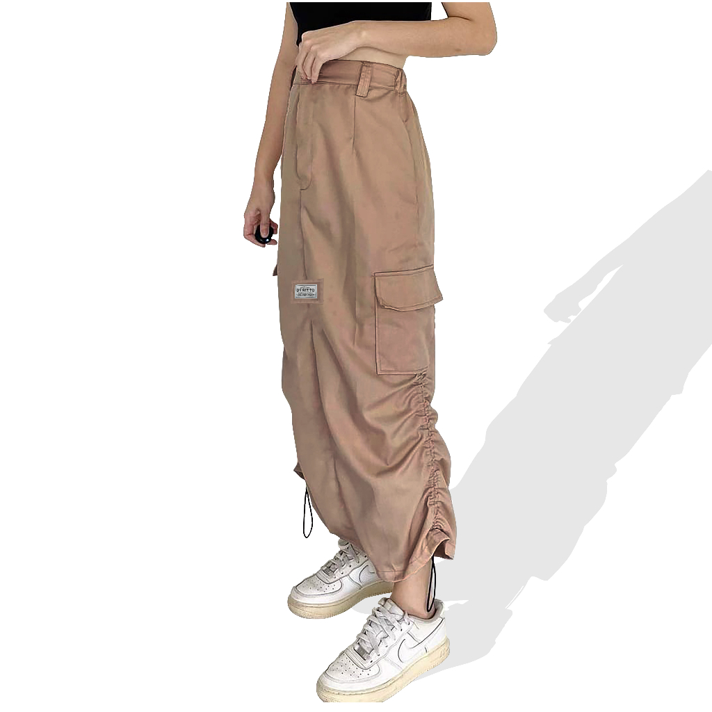 Dritto Cargo Skirt - Rok Cargo Wanita - Brown