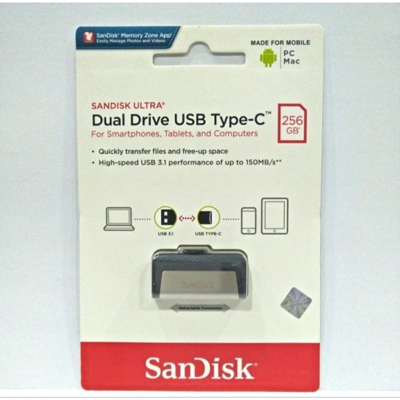 SANDISK OTG TYPE C 256GB MB/S DUAL DRIVE TYPE C 256 GB 150MBPS USB 3.1