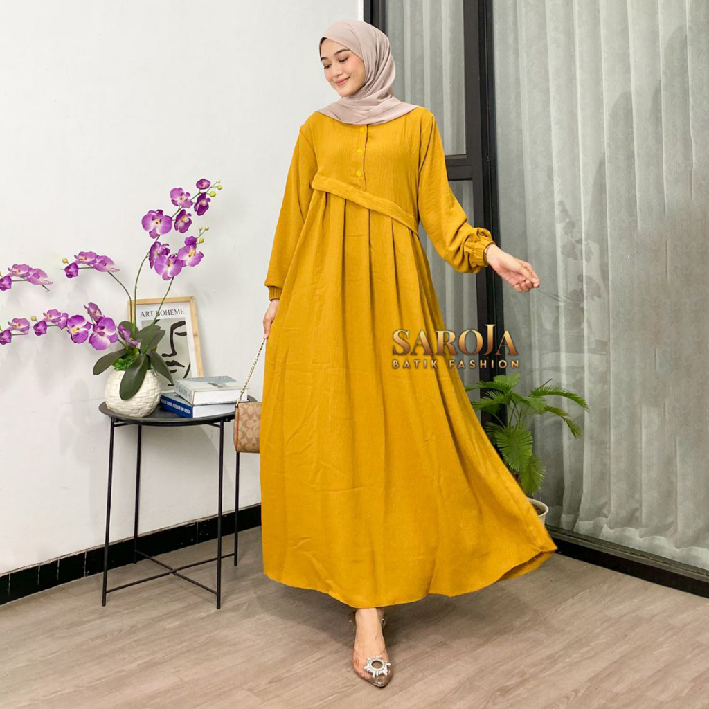 Gamis Luna - Gamis Cringkle Premium - Gamis Cringkle luna By Saroja