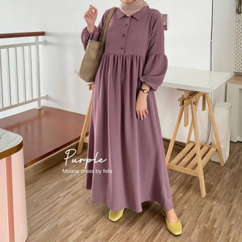 Dress polos / dress ruffle - MOANA dress wanita Bahan Airflow