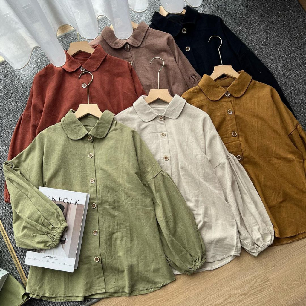 Kemeja Linen Shirt Lengan Balon Naura