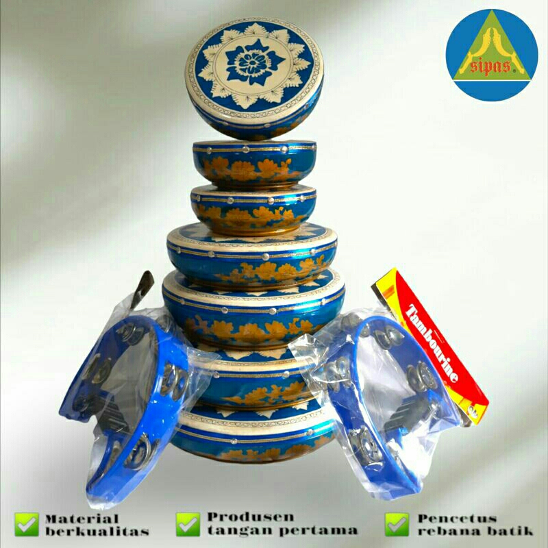 rebana qosidah batik kulit lukis sipas 1 set susun 7 isi 9 bonus tas