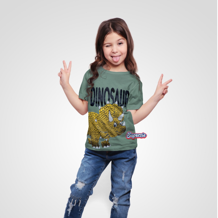 Baju Kaos Anak Murah Laki laki DINO BERCAK SAGE RG Kidswear