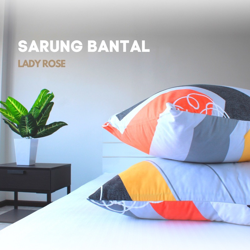 Set Sarung Bantal / Guling merk LADY ROSE - Halus Disperse Print - Sarung Bantal Kepala isi 2 - Saru