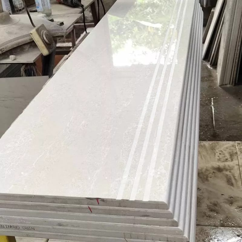 Stepnosing Granit Tangga motif MARMER GLOSSY TRAVERTINO WHITE 30X60,20X60